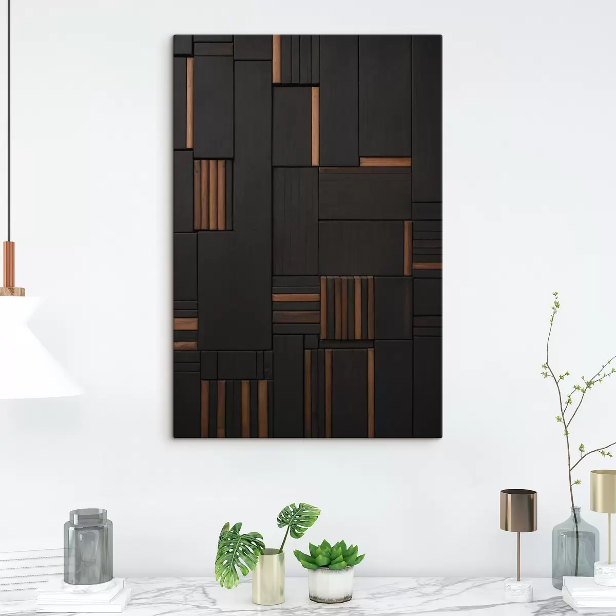 Wandbilder Wand mit dem Bild von Holzfliesen s41782