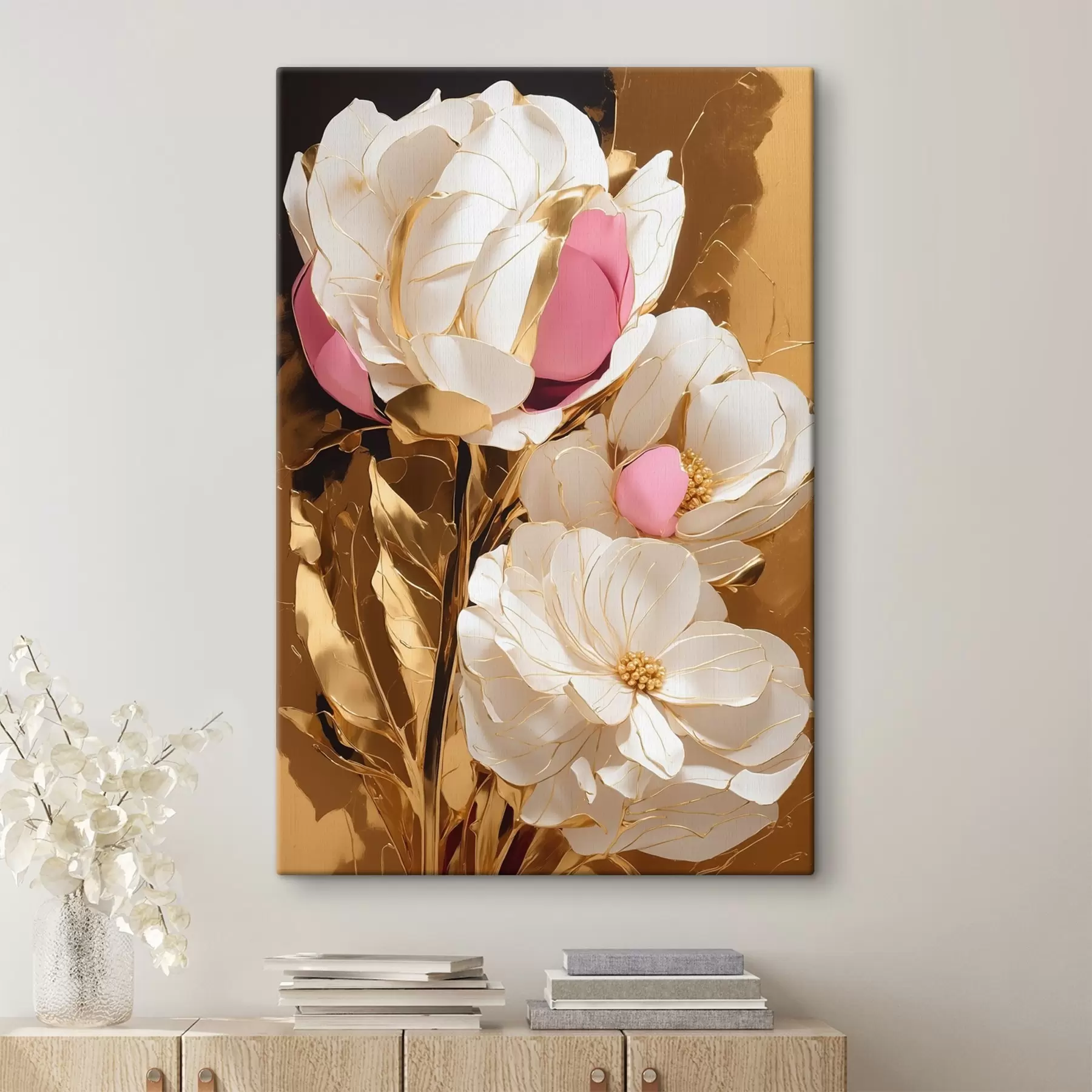 Wandbilder Blumen auf gelbem Hintergrund s42090