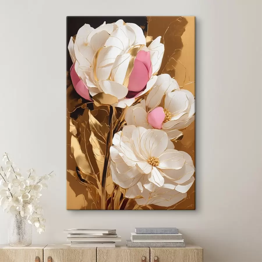 Wandbilder Blumen auf gelbem Hintergrund s42090