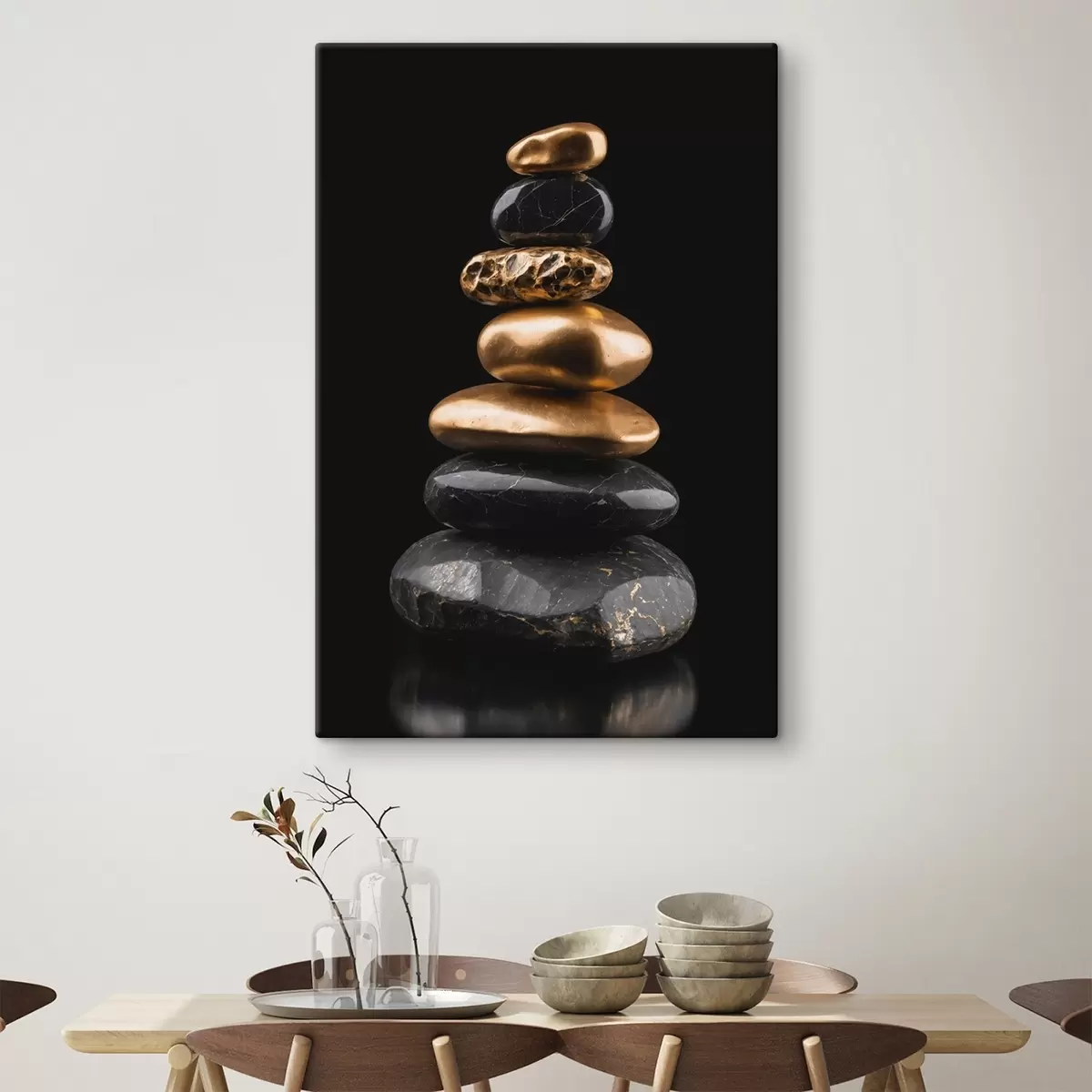 Wandbilder Schwarze und gelbe Felsen auf dunklem Hintergrund s42094