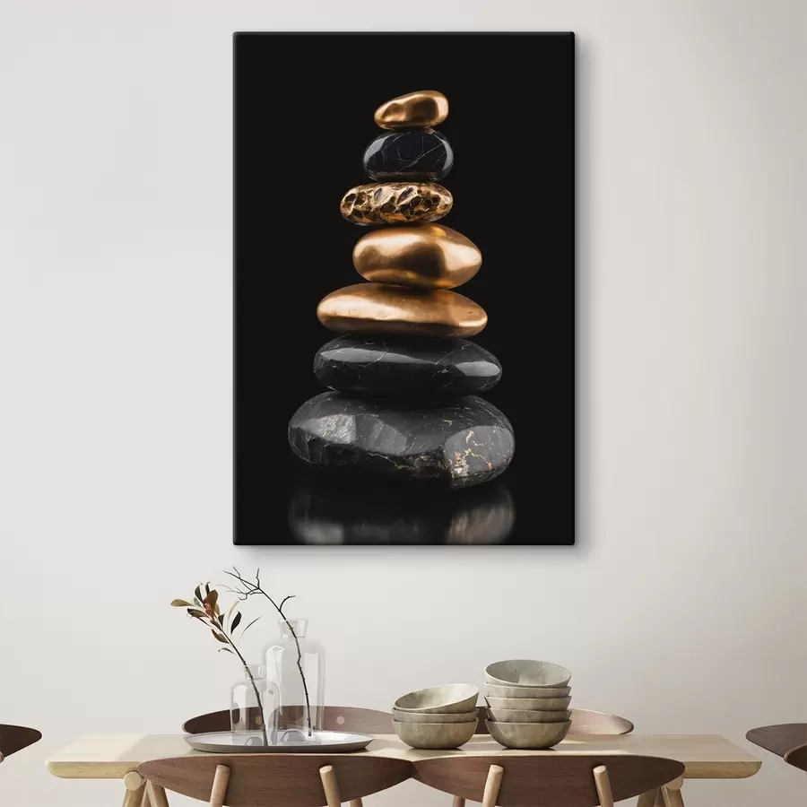 Wandbilder Schwarze und gelbe Felsen auf dunklem Hintergrund s42094