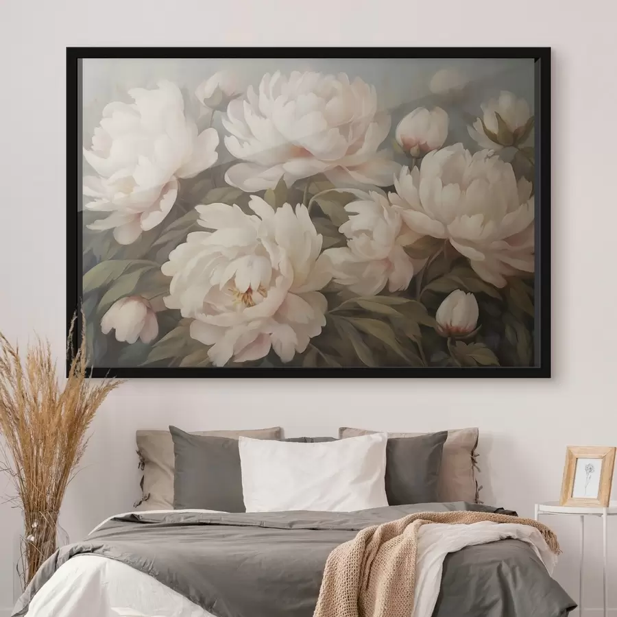 Fototapete Blumen und Blätter auf unscharfem Hintergrund f41763