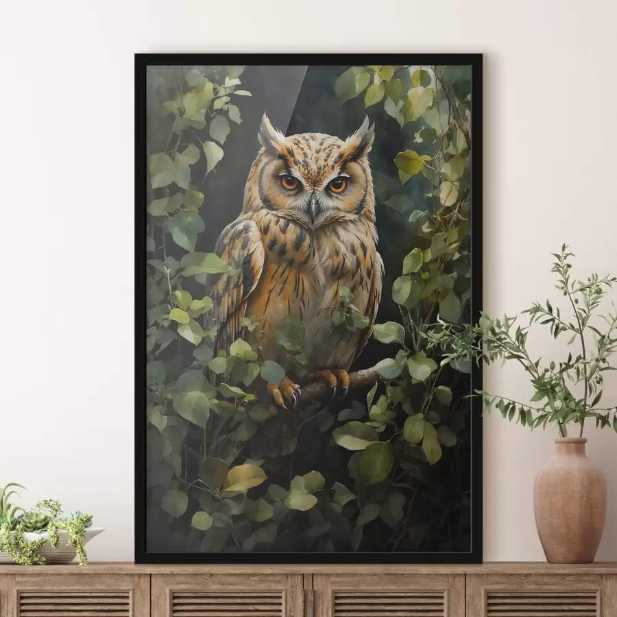 Fototapete Eule auf einem Ast f41776