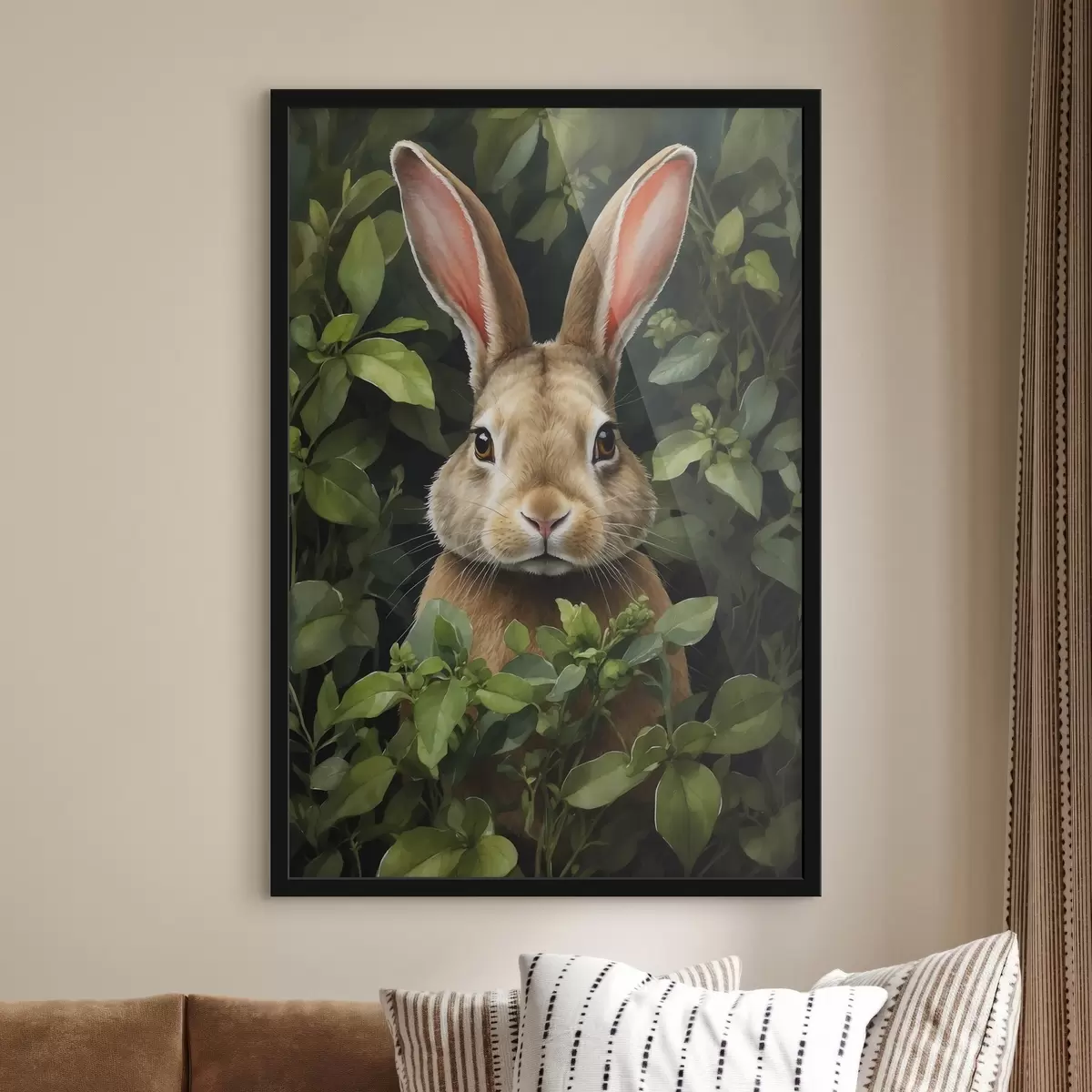 Poster Hase im Gebüsch f41779