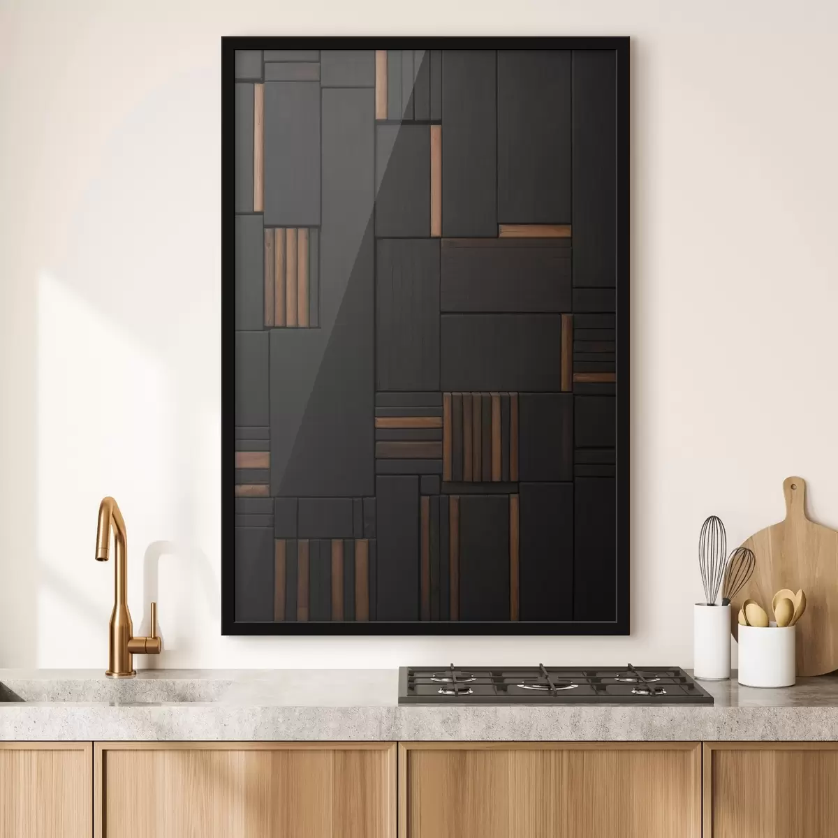 Poster Wand mit dem Bild von Holzfliesen f41782