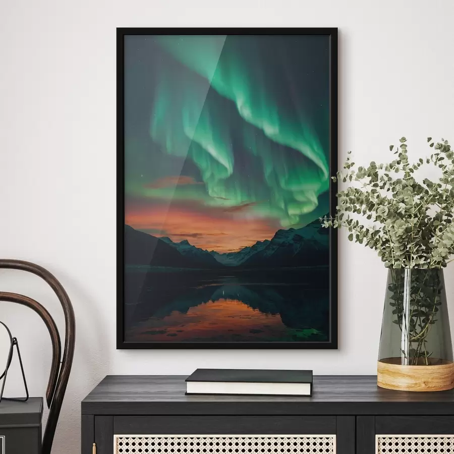 Wandbilder Nordlichter über den Bergen f41783