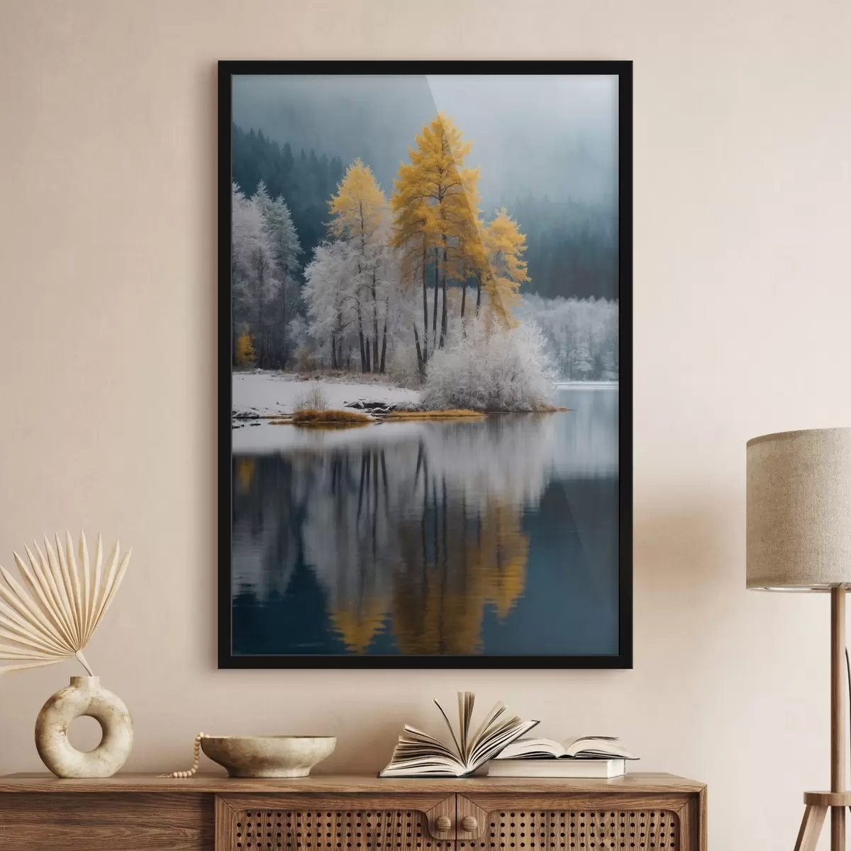 Poster Winterwald und See f41785