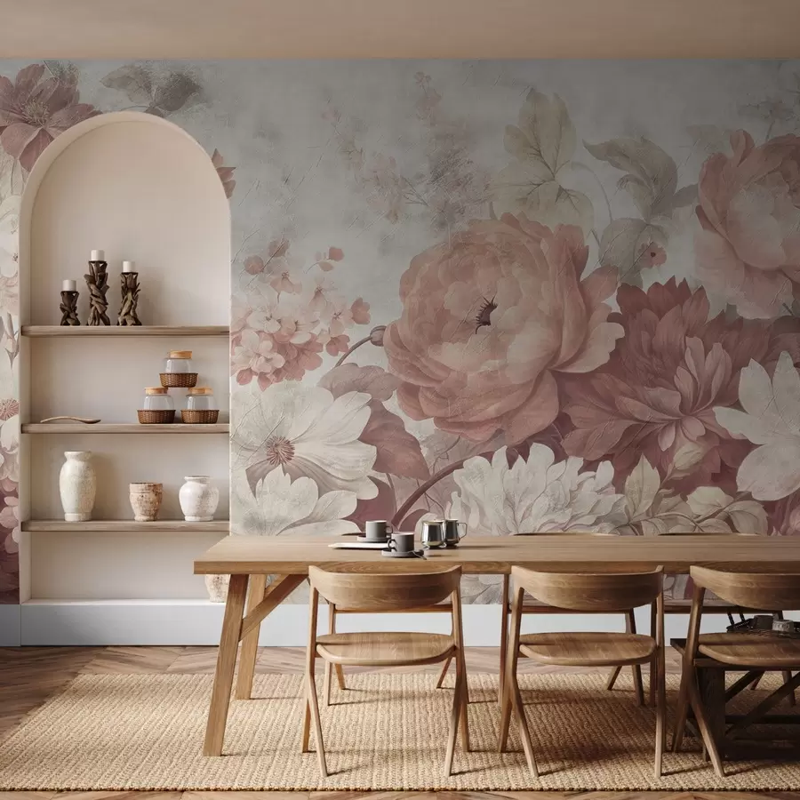 Fototapete Große Blumen auf einem gealterten Hintergrund w08516