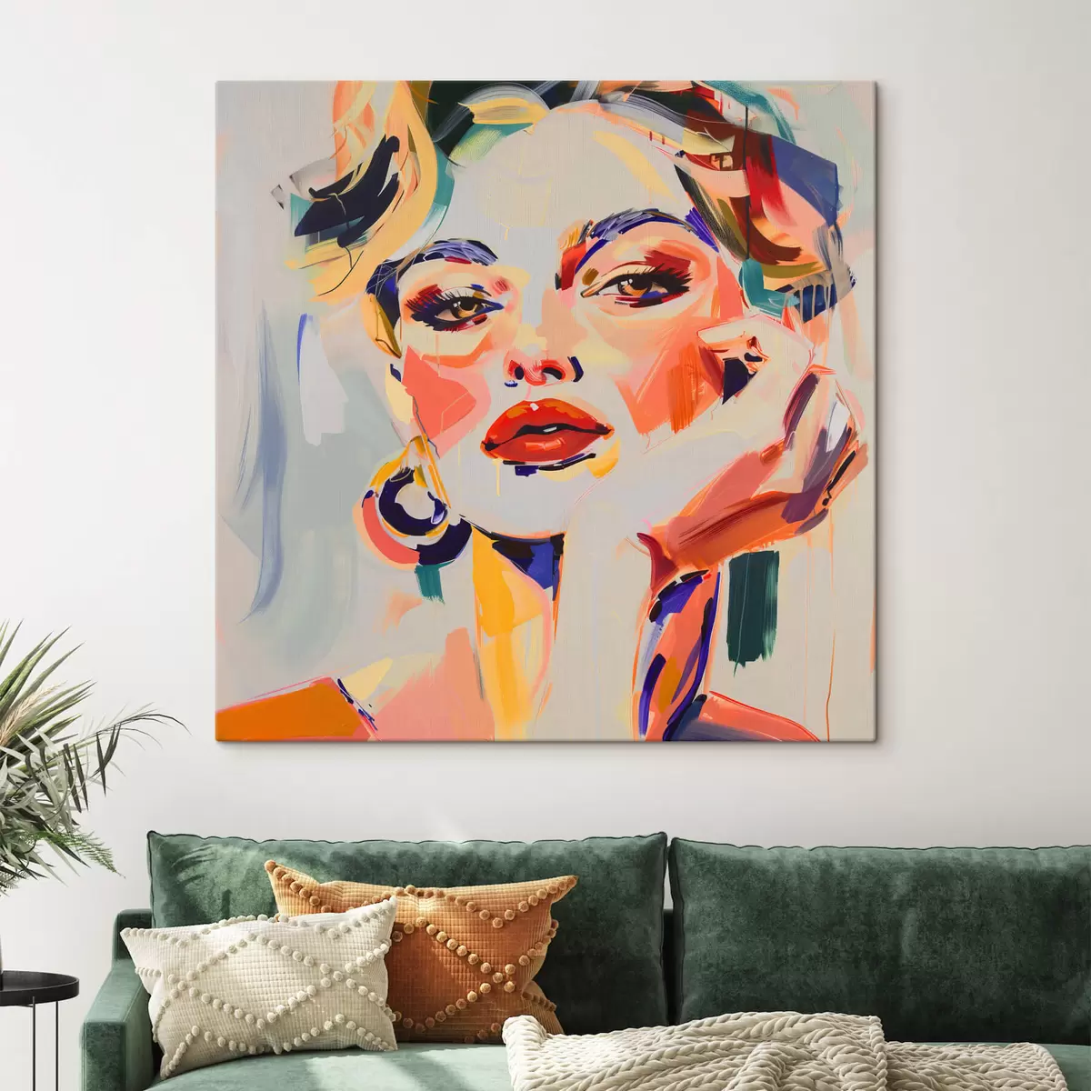 Wandbilder Porträt einer Frau mit mehrfarbigen Strichen s42111