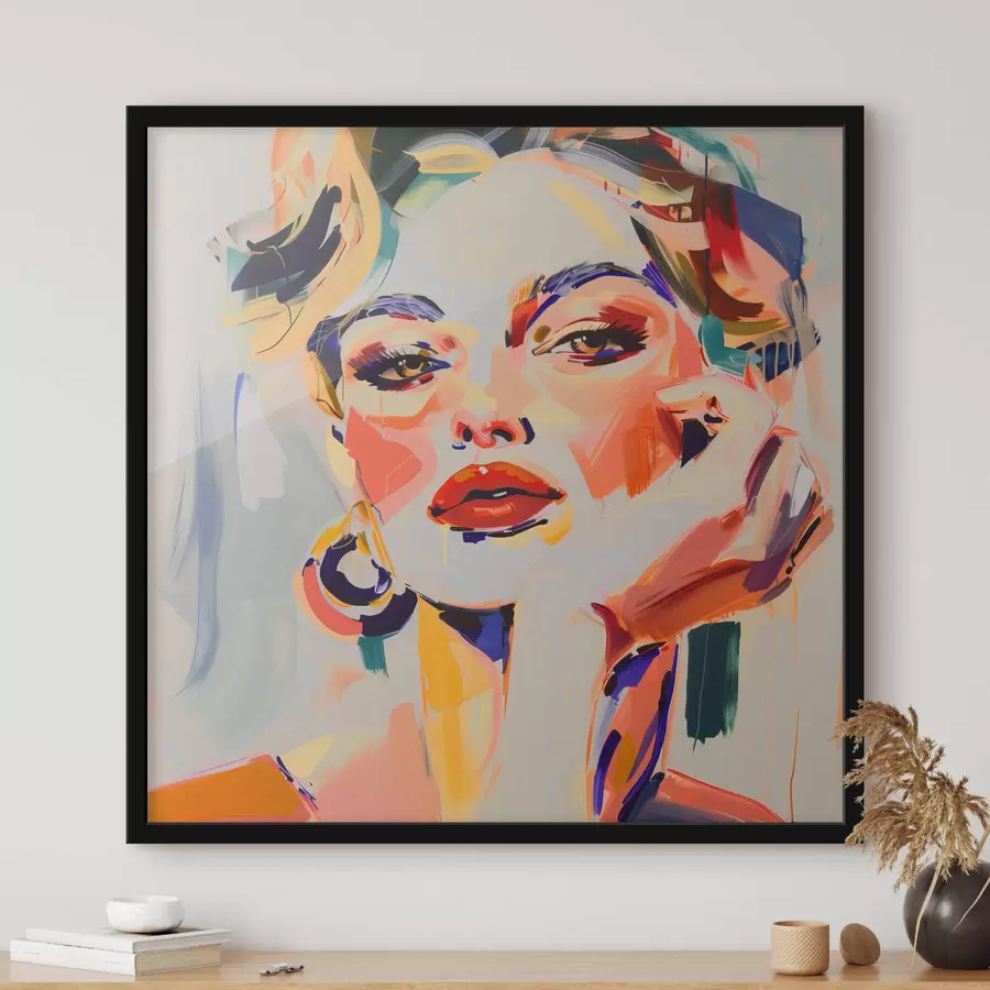 Fototapete Porträt einer Frau mit mehrfarbigen Strichen f42111