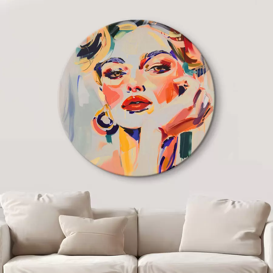 Wandbilder Porträt einer Frau mit mehrfarbigen Strichen r42111