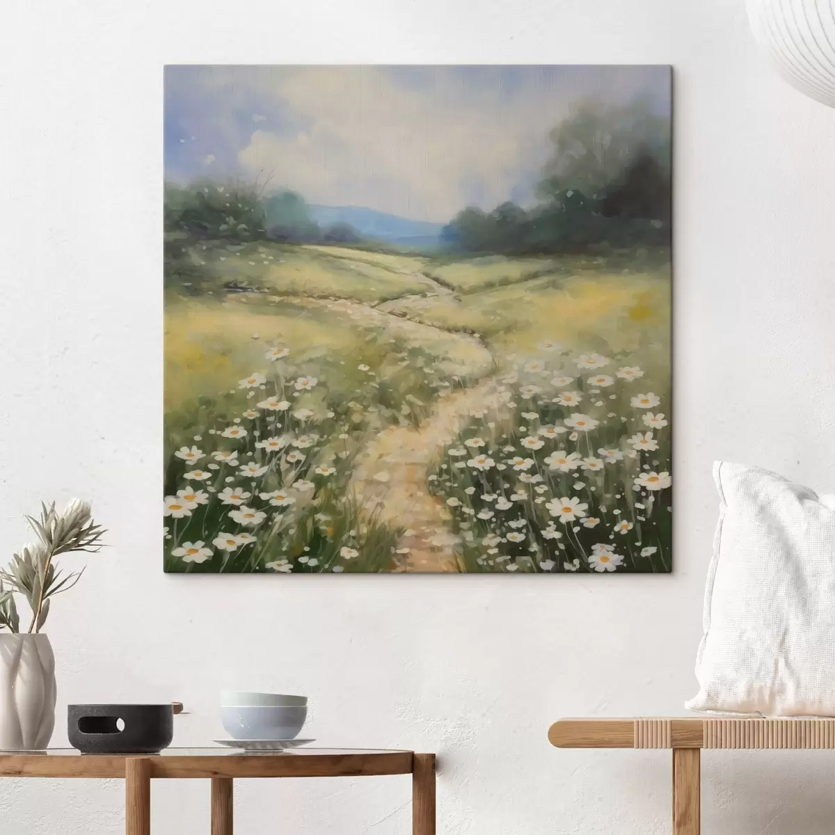 Wandbilder Wiese mit Gänseblümchen Nachahmung der Malerei s42134