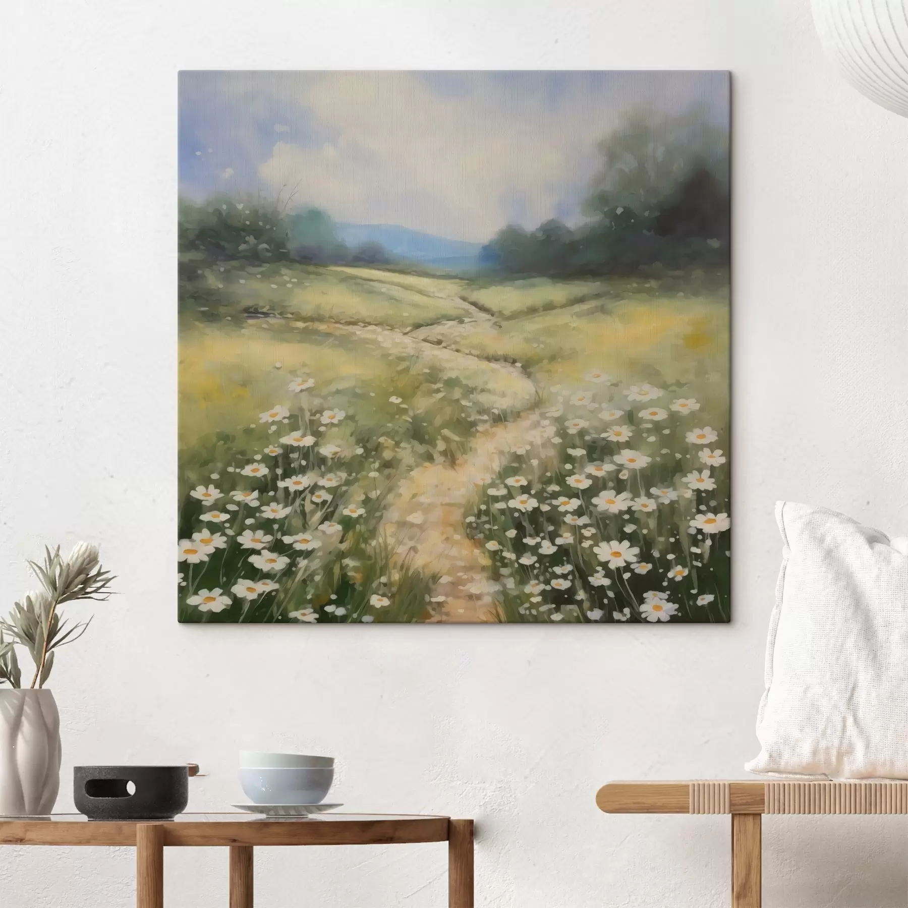 Wandbilder Wiese mit Gänseblümchen Nachahmung der Malerei s42134