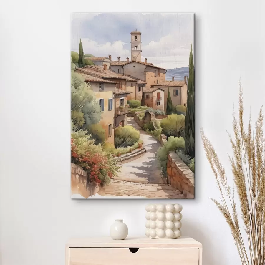 Wandbilder Italienische Vorstadt Straße Nachahmung Aquarell s42135