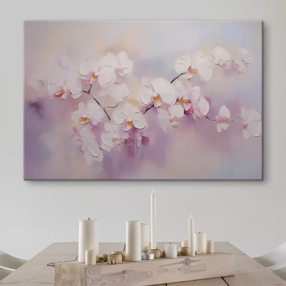 Wandbilder Zweig mit weißen Orchideen Nachahmung der Malerei s42141