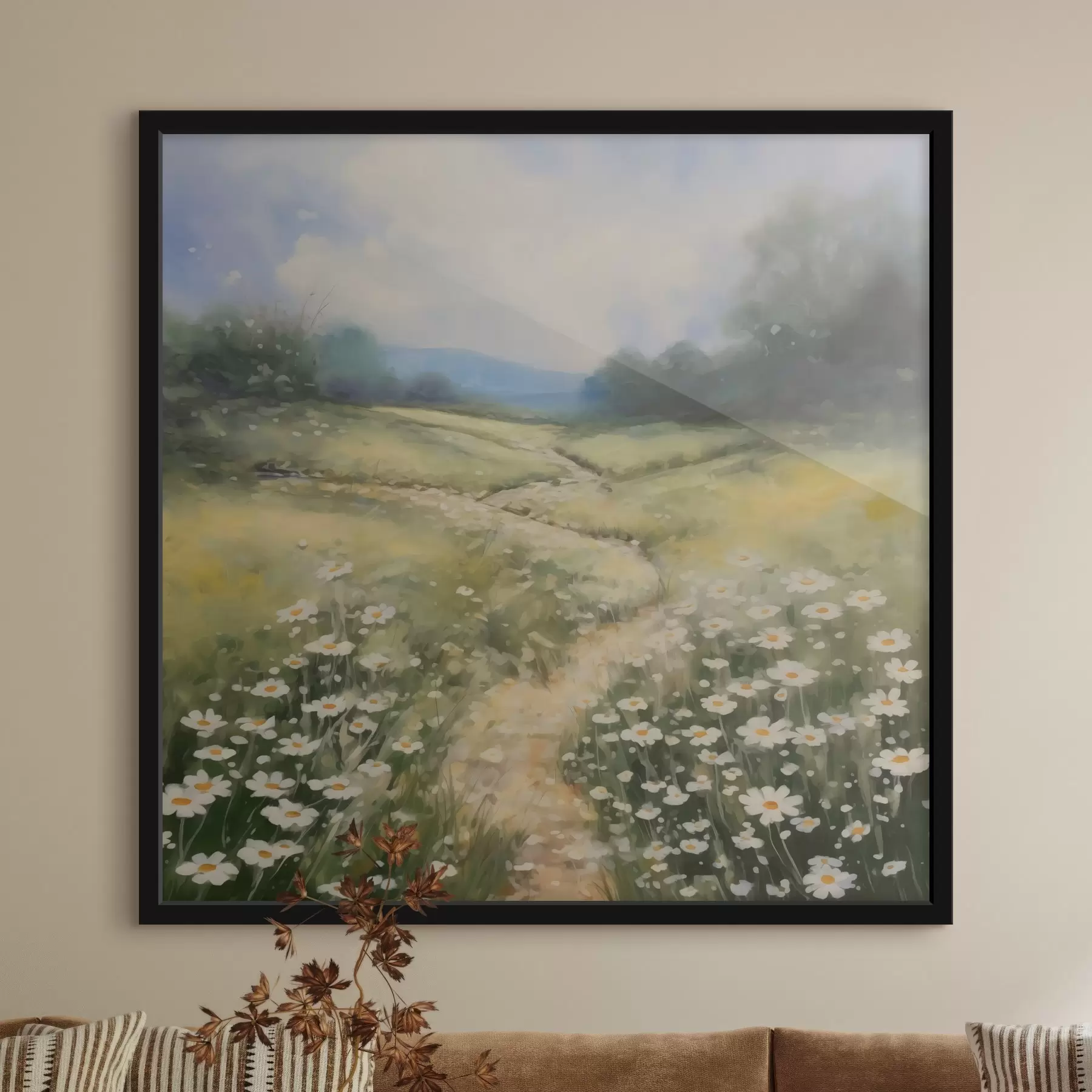 Fototapete Wiese mit Gänseblümchen Nachahmung der Malerei f42134