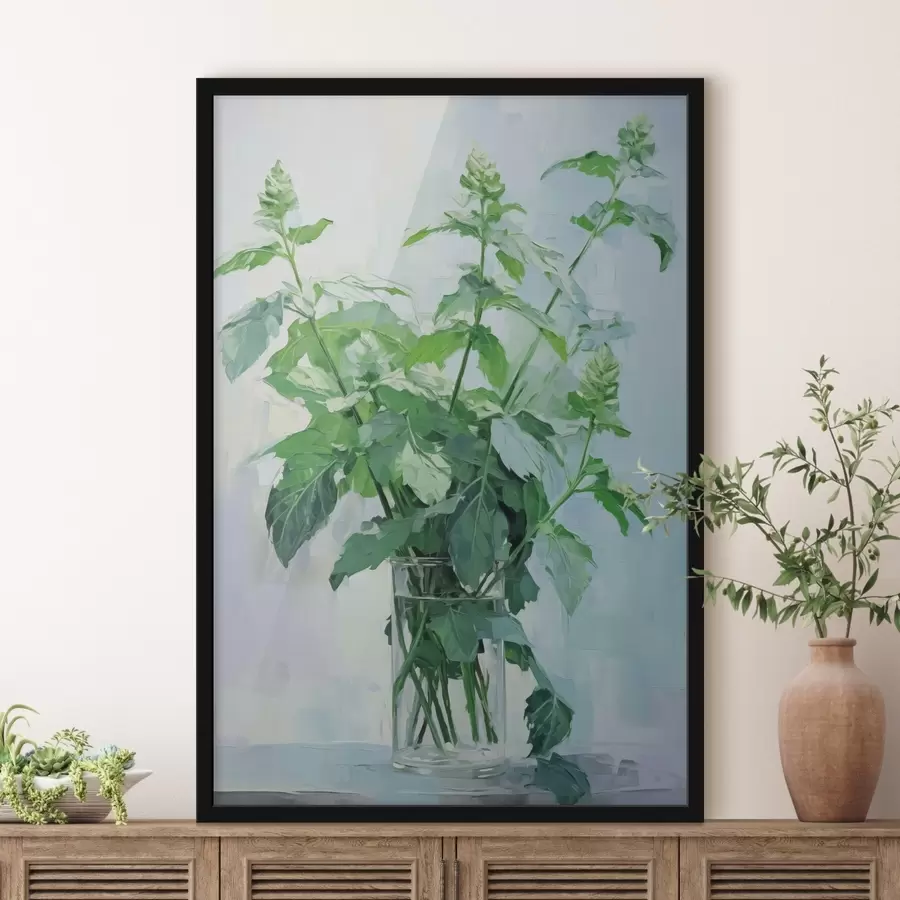 Fototapete Vegetation in einer transparenten Vase Nachahmung der Malerei f42148