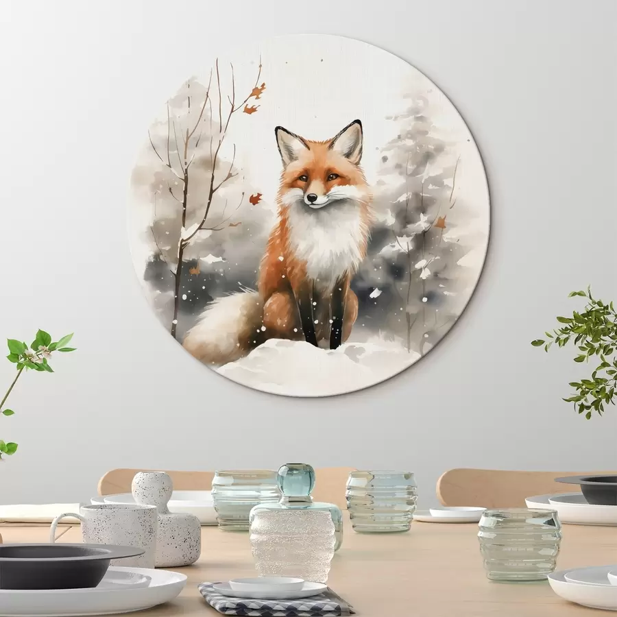 Wandbilder Fuchsjunges in einem verschneiten Wald Nachahmung von Aquarell r42146