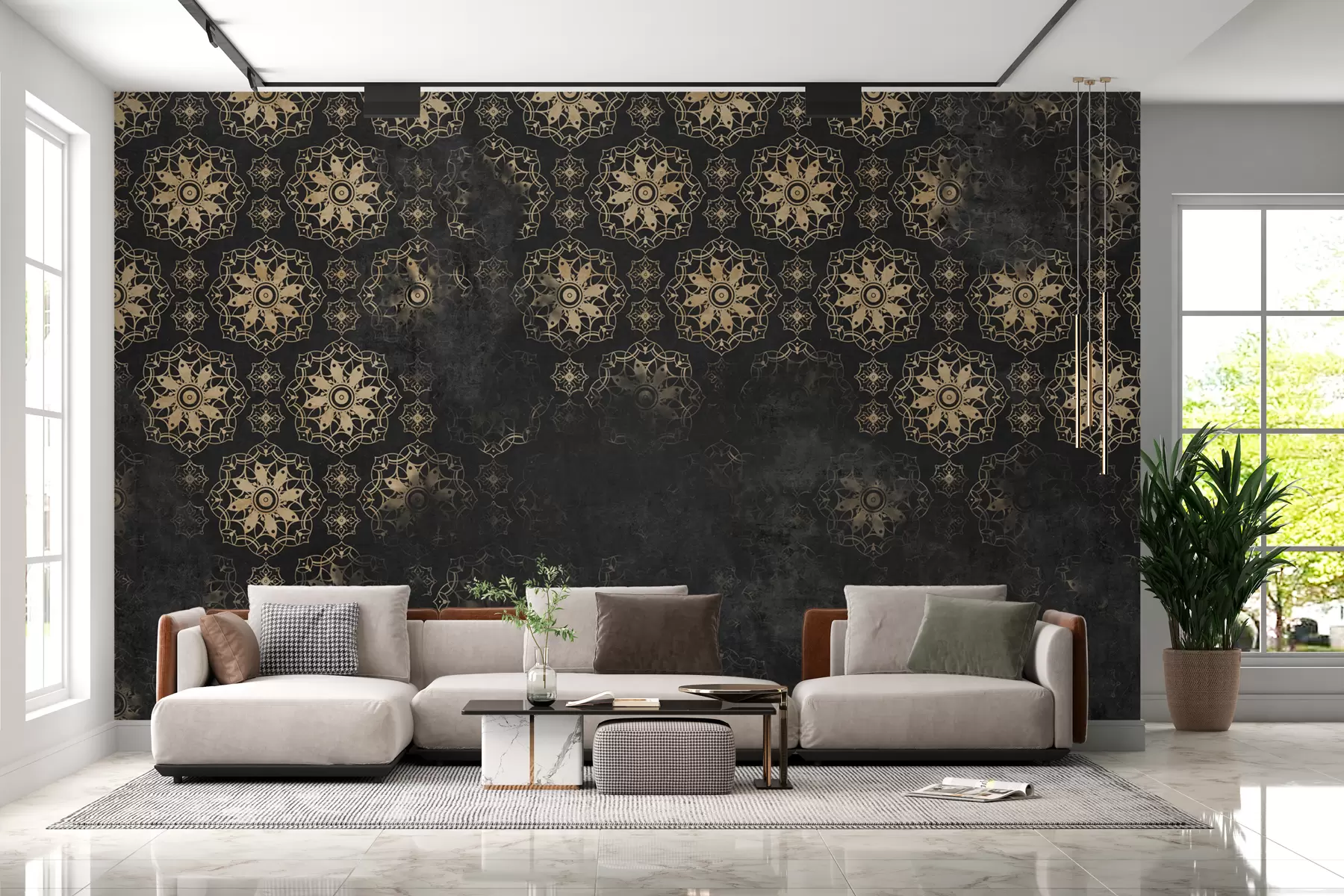 Fototapete Vintage-Design mit Mandala-Elementen und Distressed-Effekt w02551