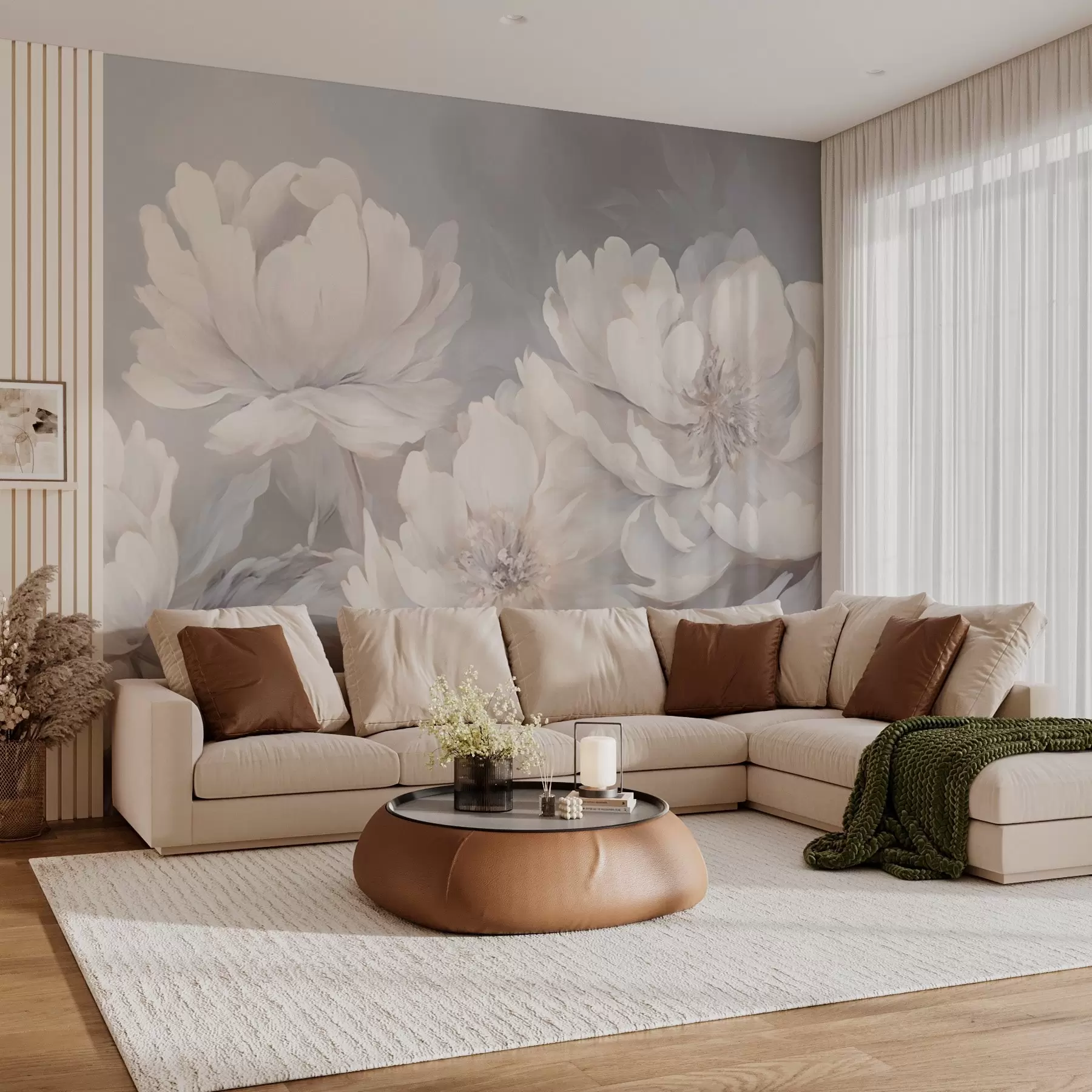 Fototapete Große helle Pfingstrosen w02572