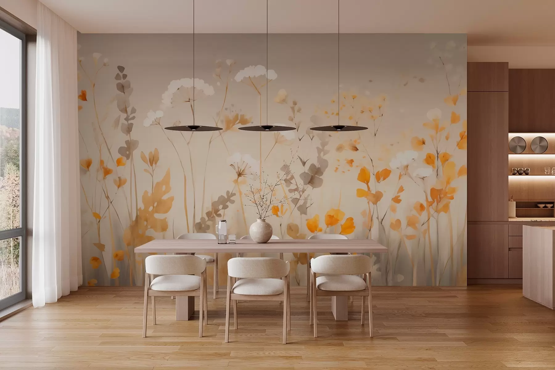 Fototapete Feld verschwommene Blumen w02580