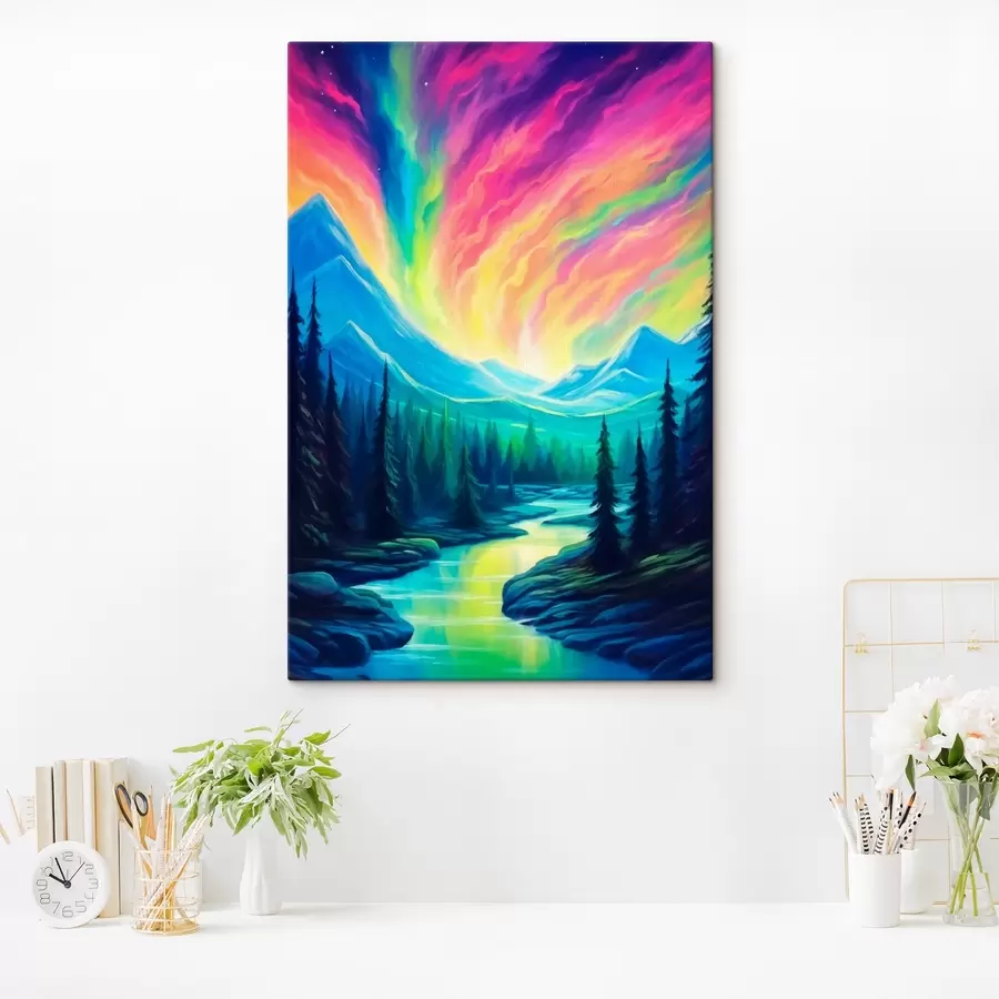 Wandbilder Nordlicht über der Berglandschaft s42150