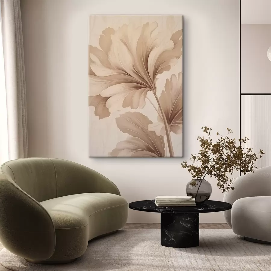 Fototapete Beige Blätter mit sanften Kurven s42161