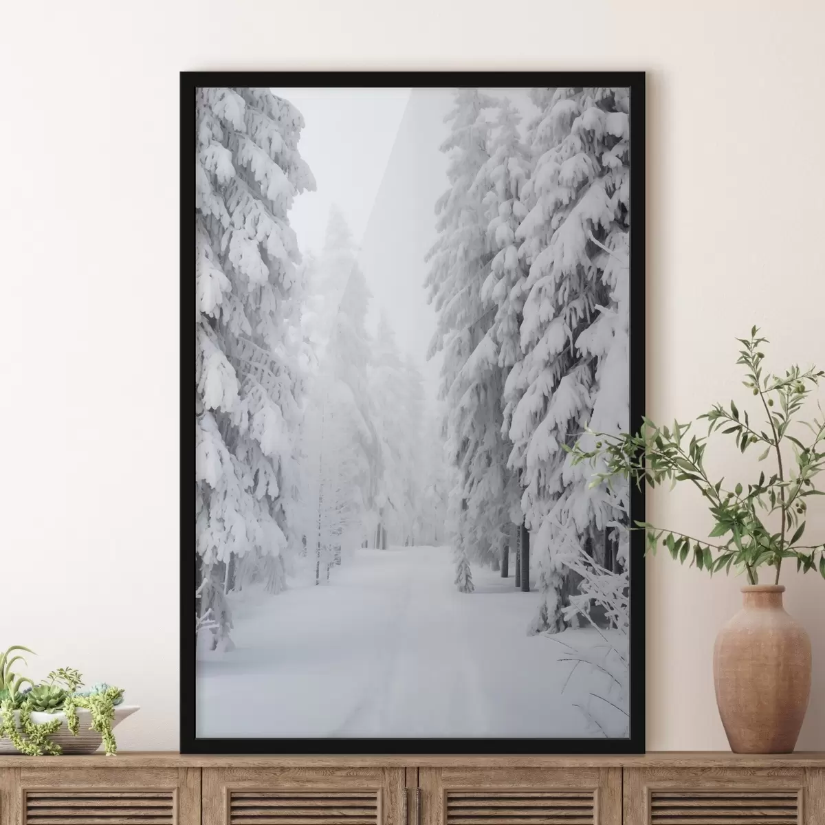 Poster Winterwald im Schnee f42153