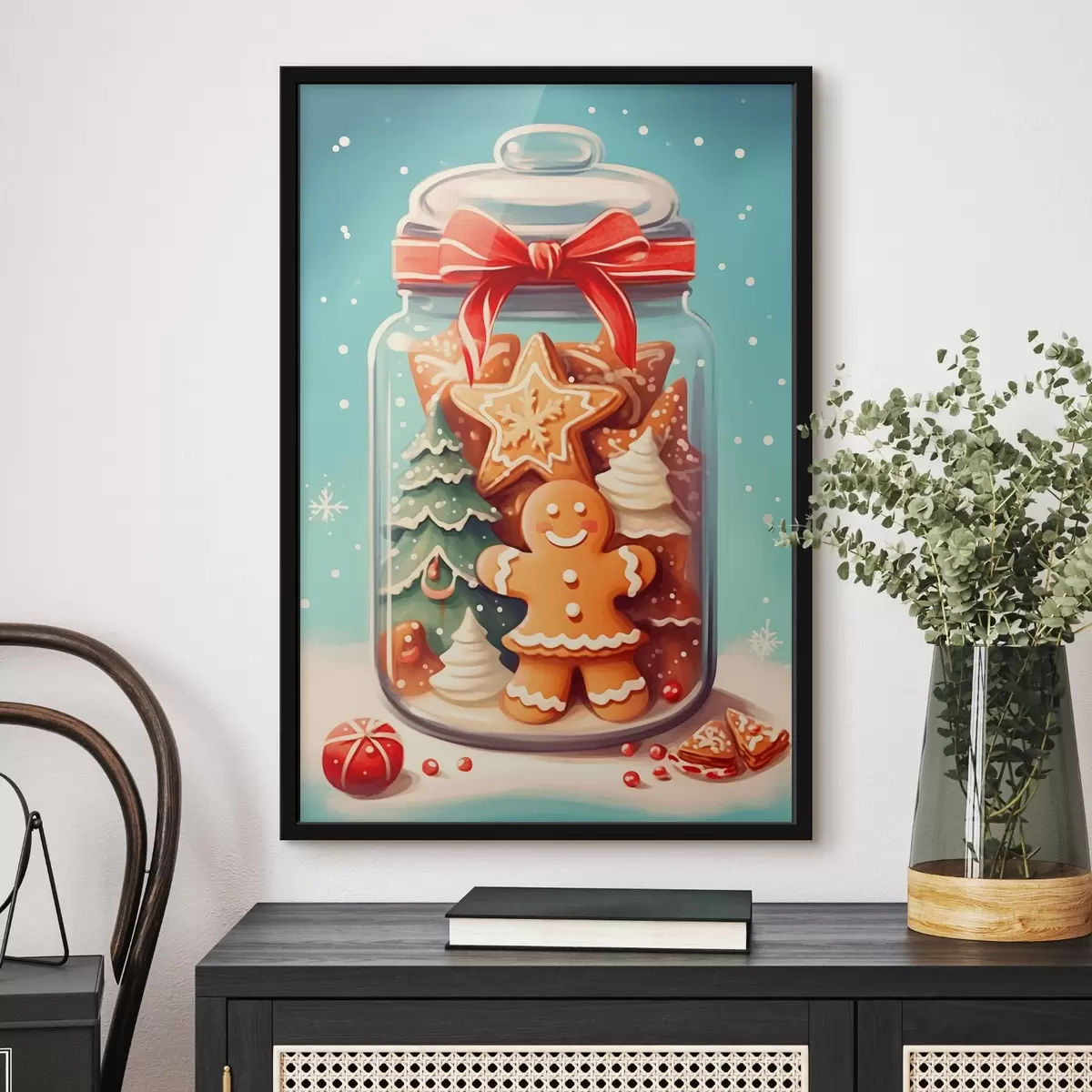 Poster Weihnachtsplätzchen in einer festlichen Dose f42156