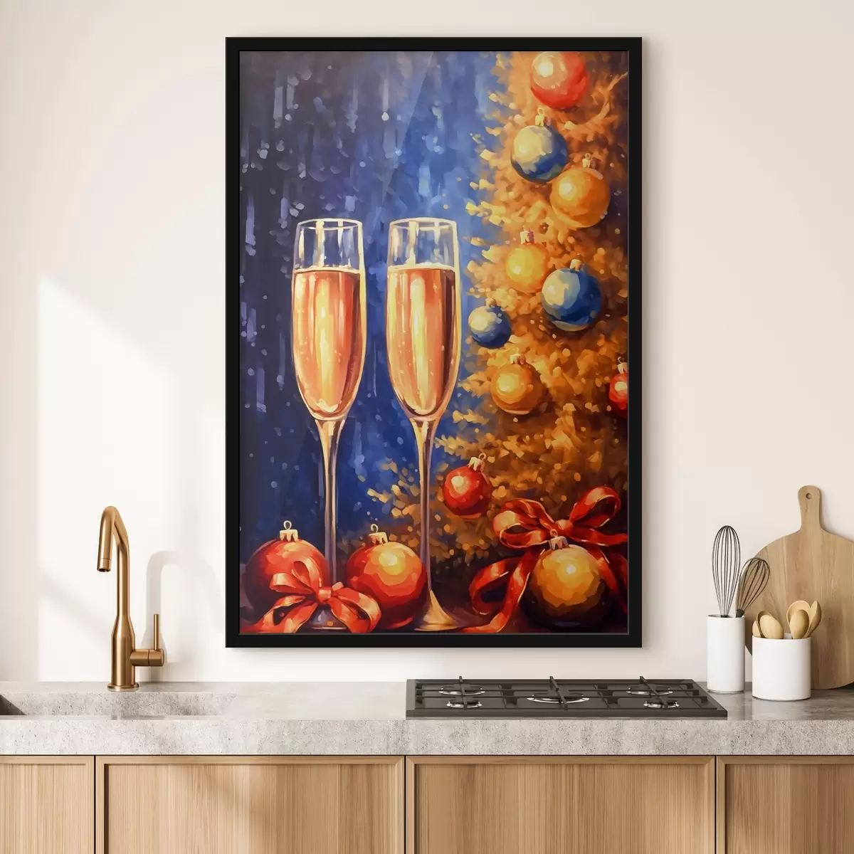 Poster Festliches Glas unter dem Weihnachtsbaum f42157