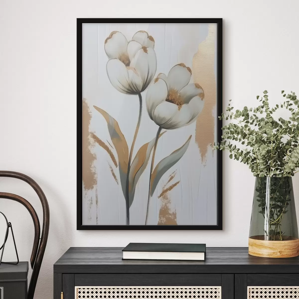 Poster Tulpen auf einem zarten pastellfarbenen Hintergrund f42163