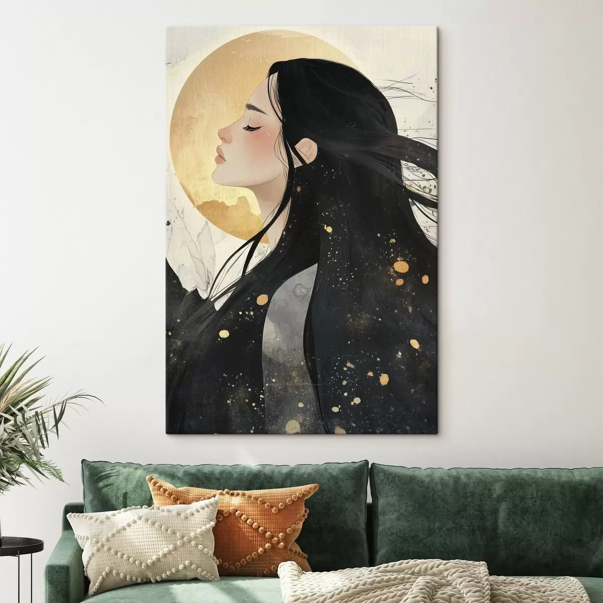 Wandbilder Schönes Mädchen mit dunklem Haar, orientalischer Stil, Sonne s42194