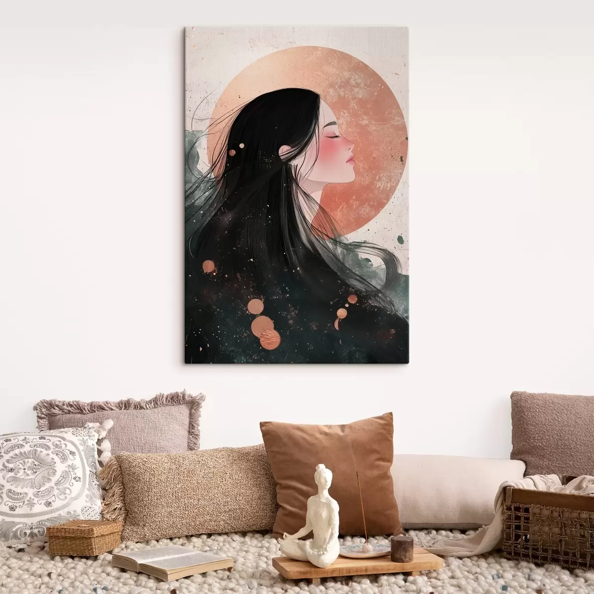 Wandbilder Schönes Mädchen, orientalischen Stil, Sonne, rosa Farben s42195