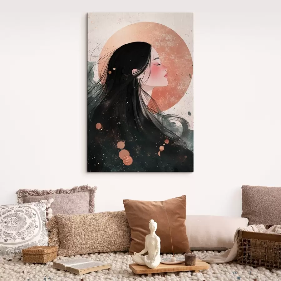 Wandbilder Schönes Mädchen, orientalischen Stil, Sonne, rosa Farben s42195