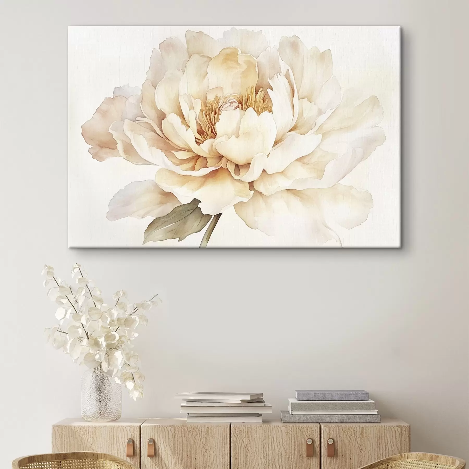 Fototapete Schöne Pfingstrose Blume, weichen cremigen Farben, Aquarell-Stil s42201