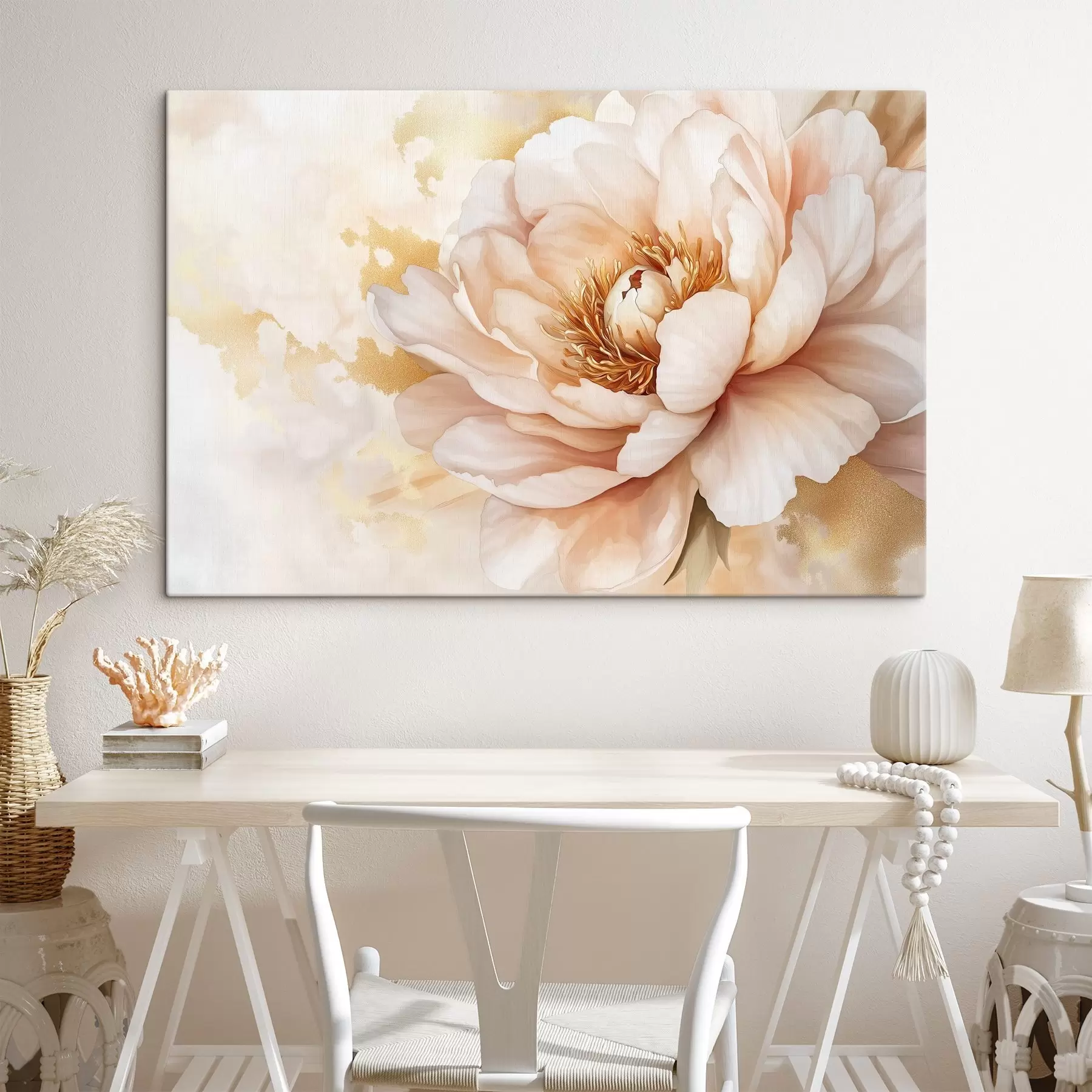 Wandbilder Pfingstrose Blumenzeichnung, Acryl s42202