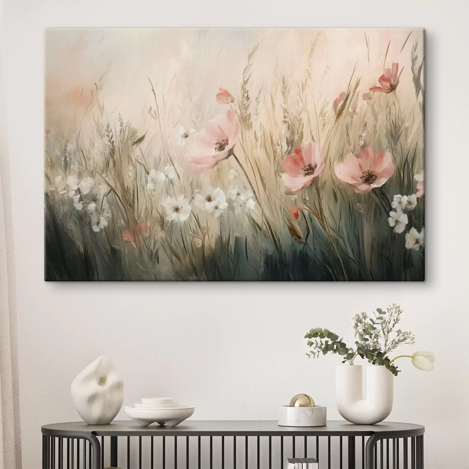 Wandbilder Blumen auf der Wiese, rustikal, Acryl-Stil s42209