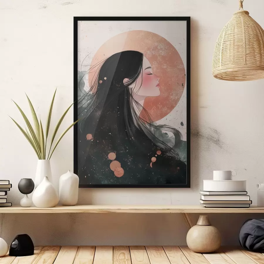 Fototapete Schönes Mädchen, orientalischen Stil, Sonne, rosa Farben f42195