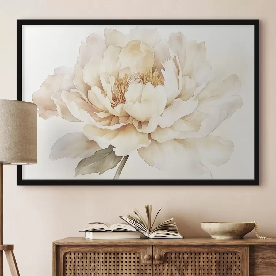 Fototapete Schöne Pfingstrose Blume, weichen cremigen Farben, Aquarell-Stil f42201