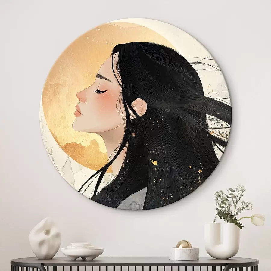 Wandbilder Schönes Mädchen mit dunklem Haar, orientalischer Stil, Sonne r42194