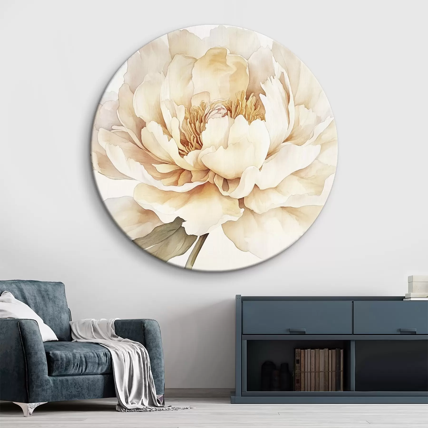 Wandbilder Schöne Pfingstrose Blume, weichen cremigen Farben, Aquarell-Stil r42201