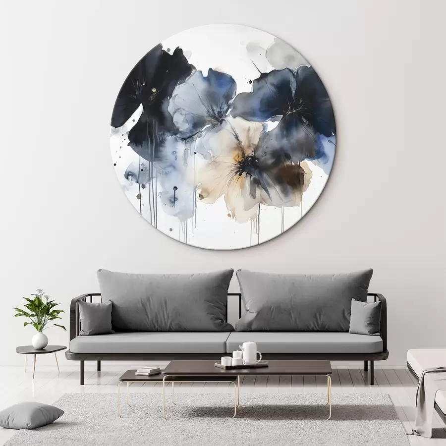 Wandbilder Aquarellblumen, fließender Stil, blaue Farben r42207