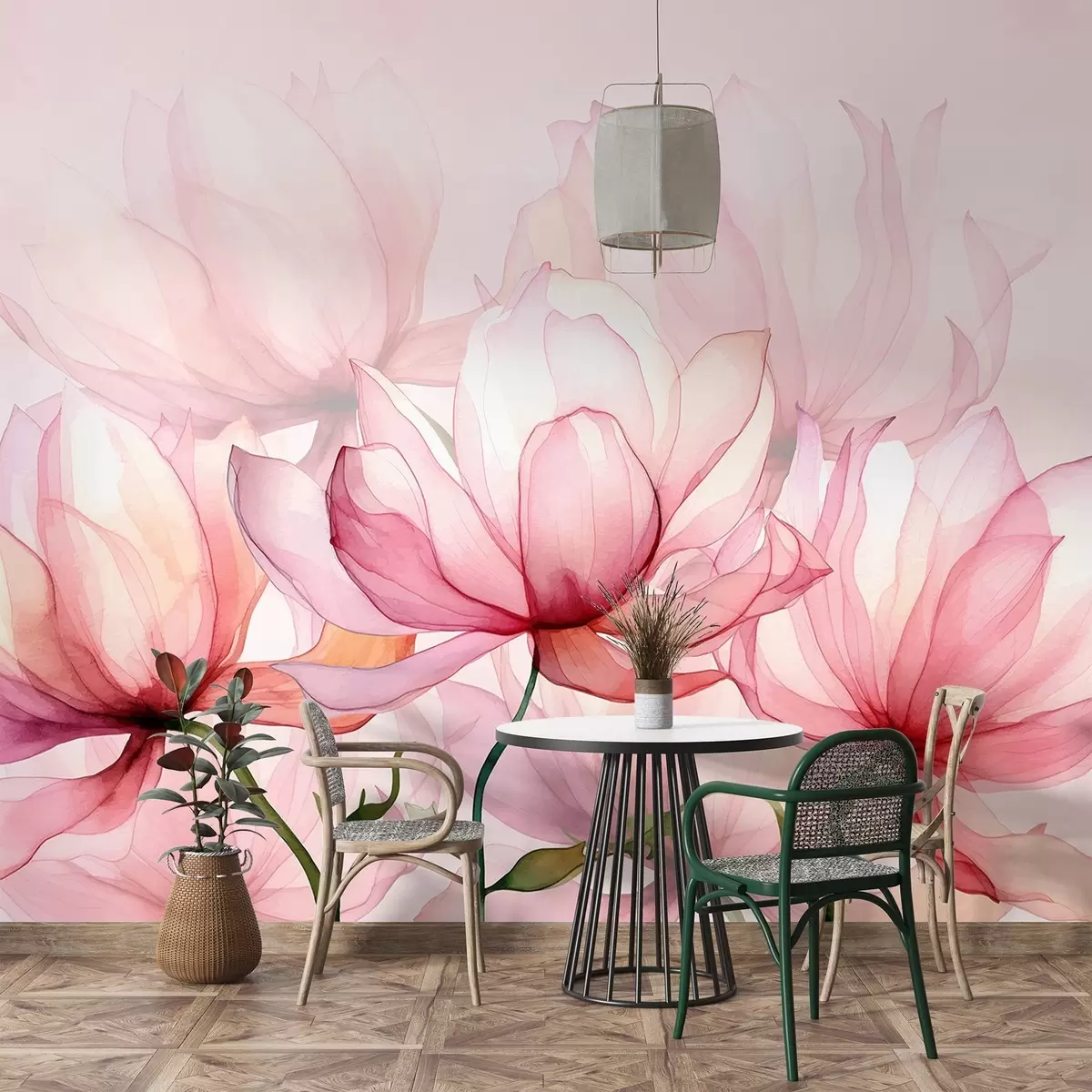 Fototapete große rosa Blüten w02674