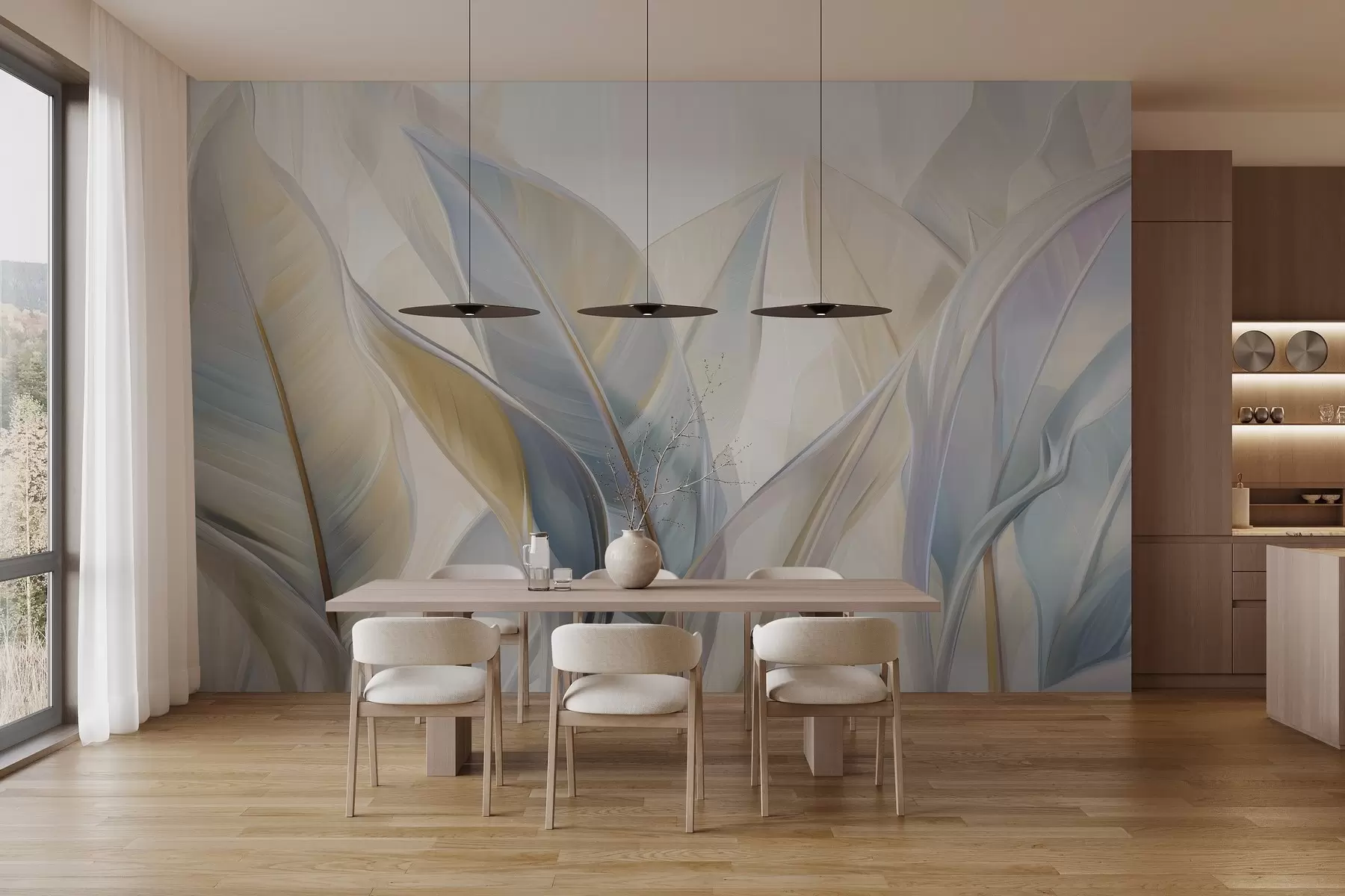 Fototapete Stilisierte mehrfarbige Blätter w02624v2