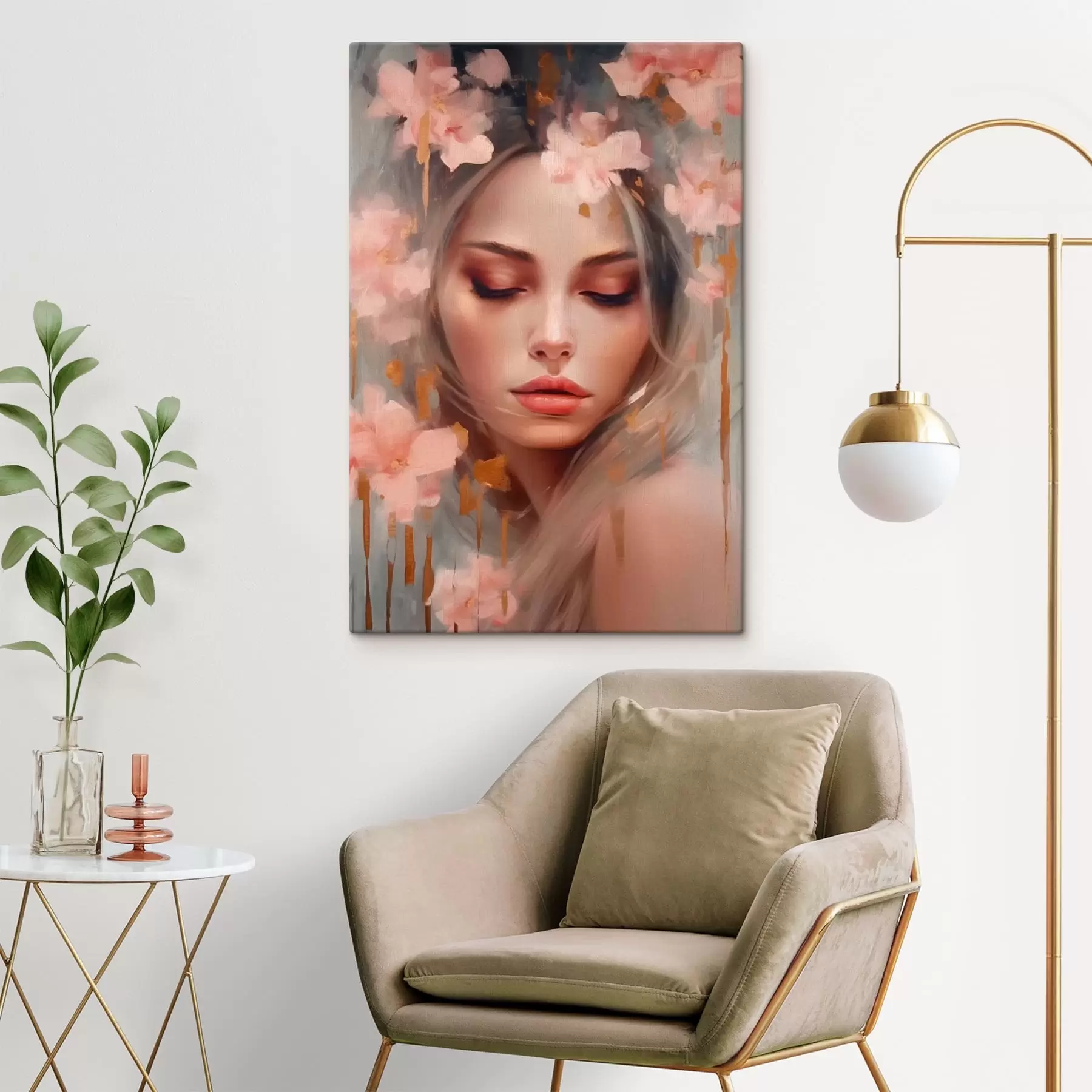 Wandbilder Schönes Mädchen und Blumen s42299