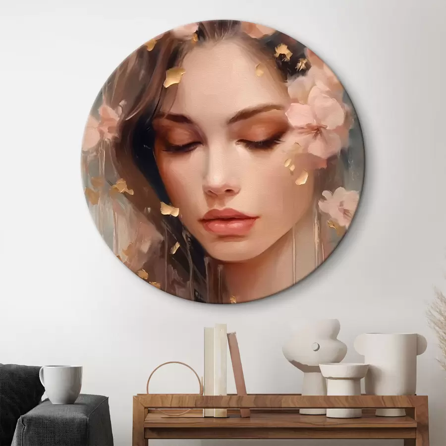 Wandbilder Gesicht eines Mädchens und Blumen r42300