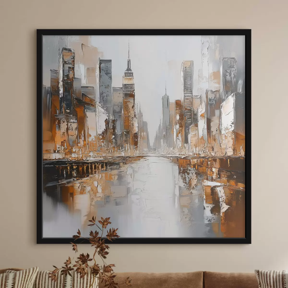 Poster Abstrakte Stadt mit nachgeahmten Pinselstrichen f42133