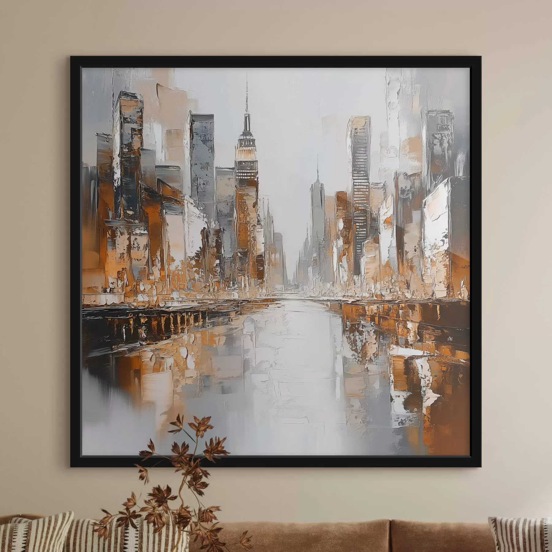 Fototapete Abstrakte Stadt mit nachgeahmten Pinselstrichen f42133