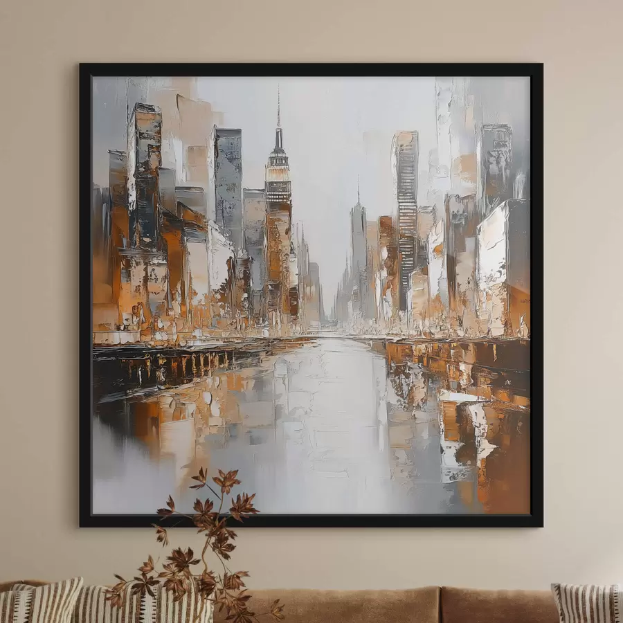 Fototapete Abstrakte Stadt mit nachgeahmten Pinselstrichen f42133