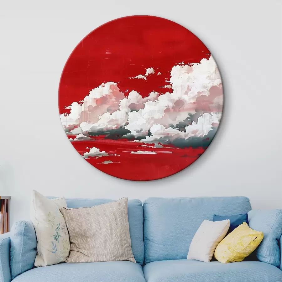 Wandbilder Gewitterwolken auf rotem Hintergrund r40987